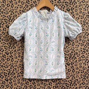 Floral Girls Rashguard in Blue and Green